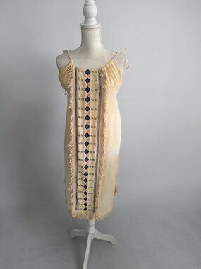 PEPIN Cream Embroidered Shift Dress Size 6